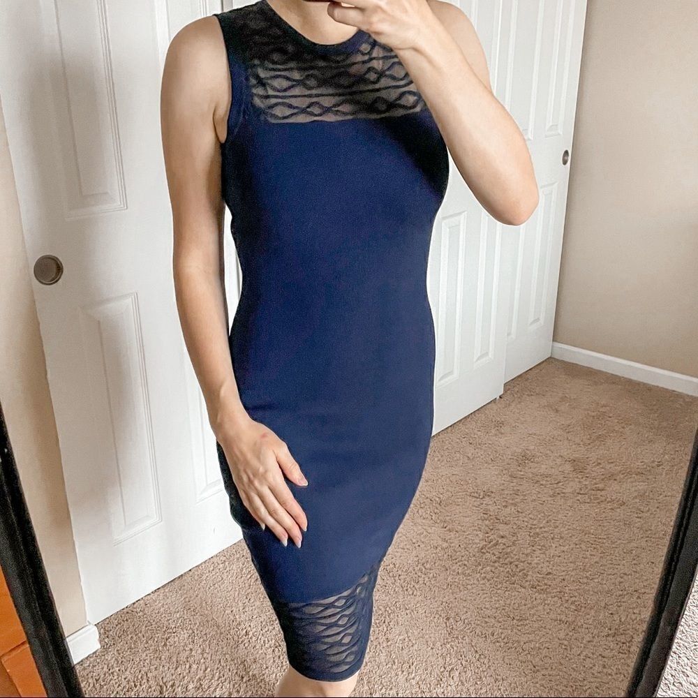 MILL Shift Dress Fitted Bodycon S Navy